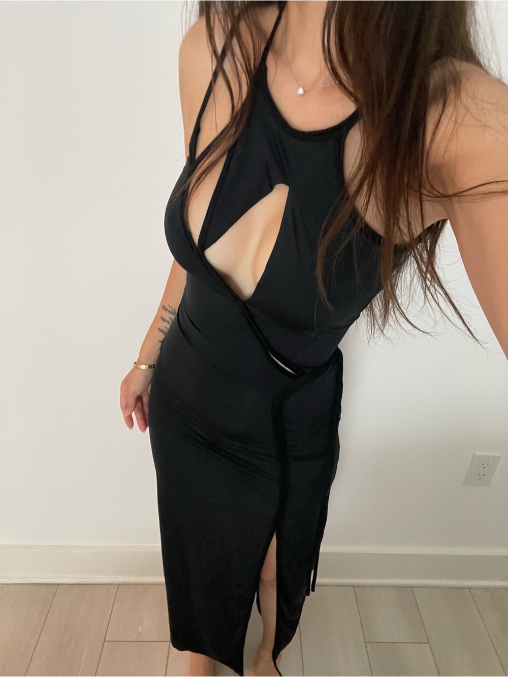 Black maxi dress with cut out detail
